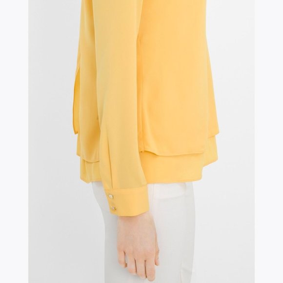 WHBM Maize Yellow Layered Split-Back Blouse sz 4 - Picture 4 of 13